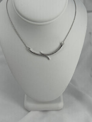 10kt wg nail bypass v shape .14ct necklace 16"