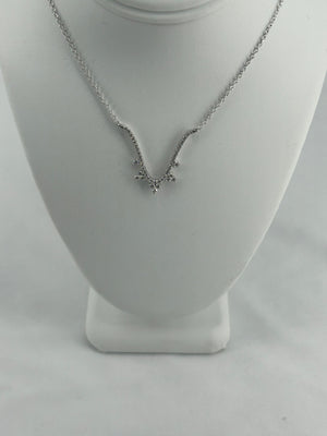 10kt wg .30ct v shaped with dia accents necklace 16"