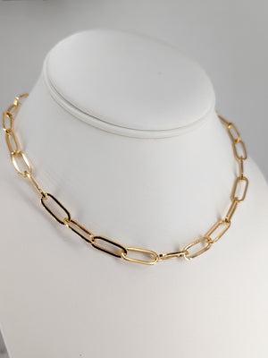 14k yg hollow paperclip chain 22in