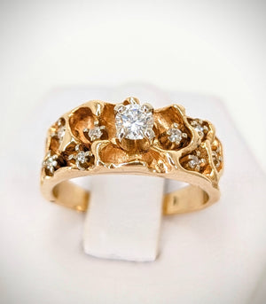 14k yg nugget style dia ring est. 40cttw wedding ring size 7.5